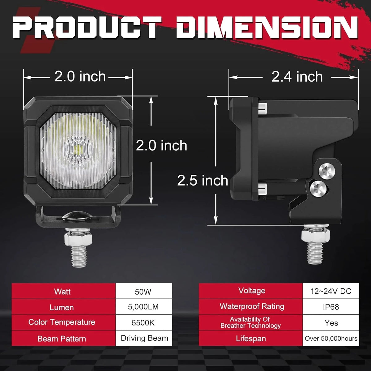 2-Inch LED Rear Chase Light Pods for Polaris Xpedition (2024–2026)