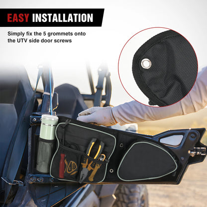 Front Door Storage Bags with Knee Pads and Cup Holder for Polaris RZR XP 1000, RZR XP Turbo & RZR 900