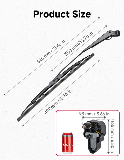 Electric Windshield Wiper Kit with Arm, Blade and Switch for UTV & SXS