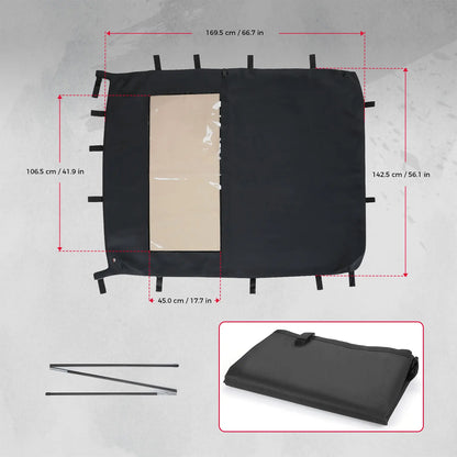 Tinted Waterproof 4-Seat Soft Roof for Polaris Ranger XP 1000, Ranger 1000 & Ranger XP 900