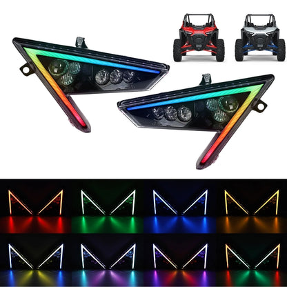 LED Headlights with RGB DRL and Turn Signals for Polaris RZR Pro XP (2020–2021)