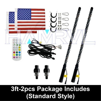 RGB LED Whip Light with Spring Base & Music Sync for UTV & SXS