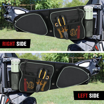 Front Door Storage Bags with Knee Pads and Cup Holder for Polaris RZR XP 1000, RZR XP Turbo & RZR 900