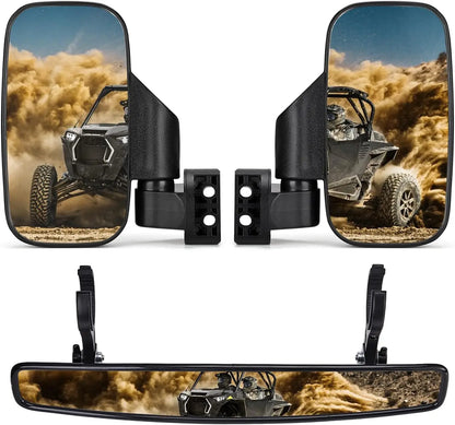 KEMIMOTO Side and Center Mirror Set, 1.75–2 Inch for UTV & SXS