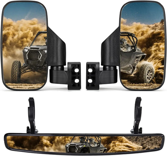 KEMIMOTO Side and Center Mirror Set, 1.75–2 Inch for UTV & SXS