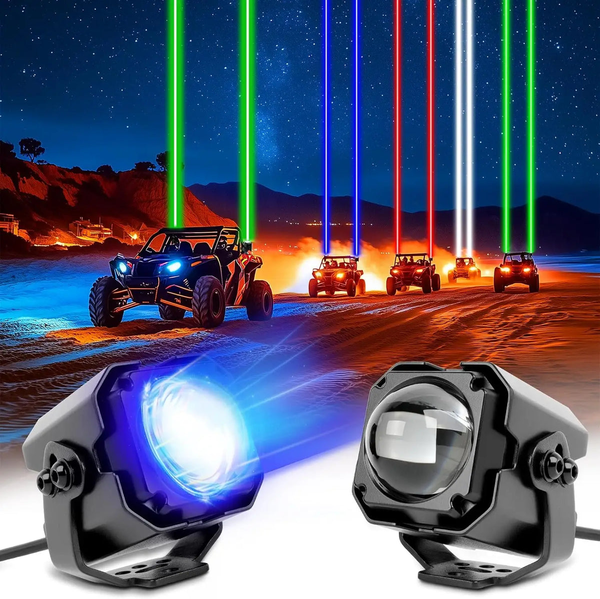 Whipless RGBW Chase Light Pods with Remote & Switch for UTV & SXS