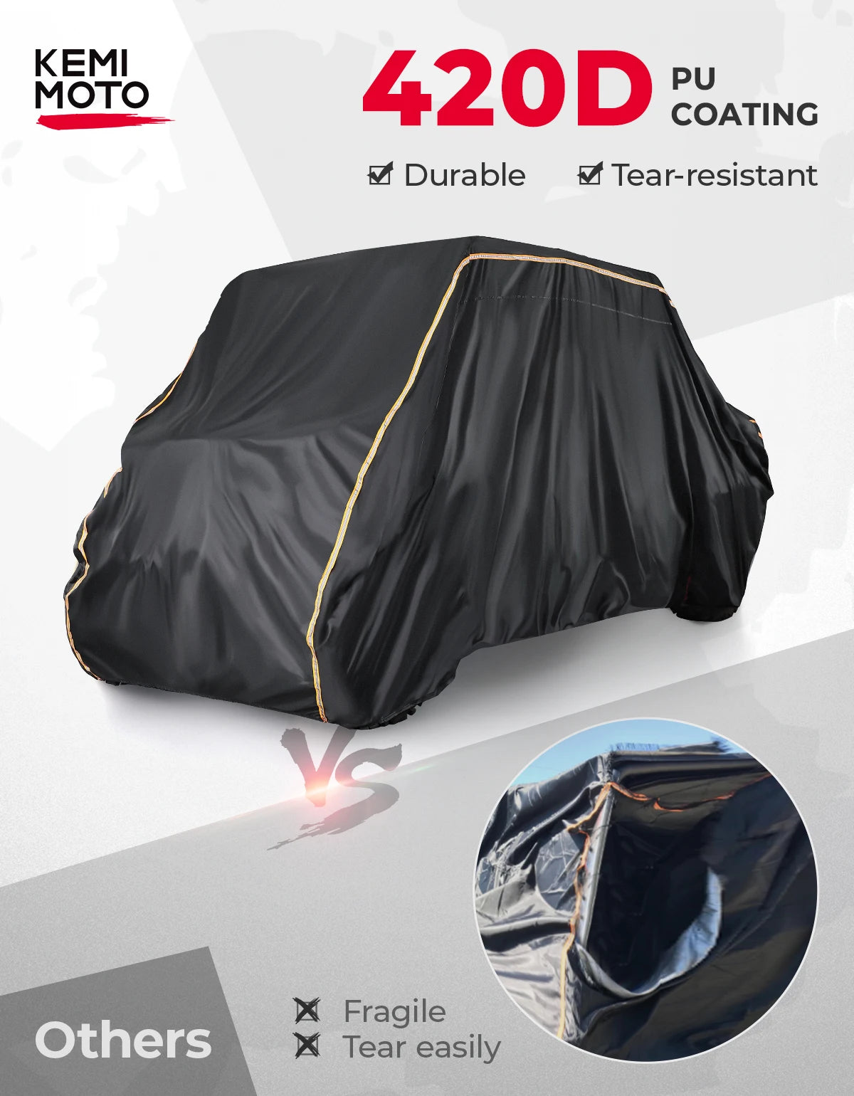 420D Waterproof 4-Seat UTV Cover for Polaris Ranger 570, Can-Am Defender & Arctic Cat Prowler Pro