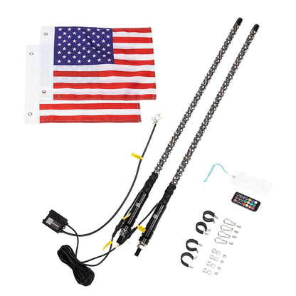 KEMIMOTO 3 ft Spiral LED Whip Light with App Control for UTV & SXS