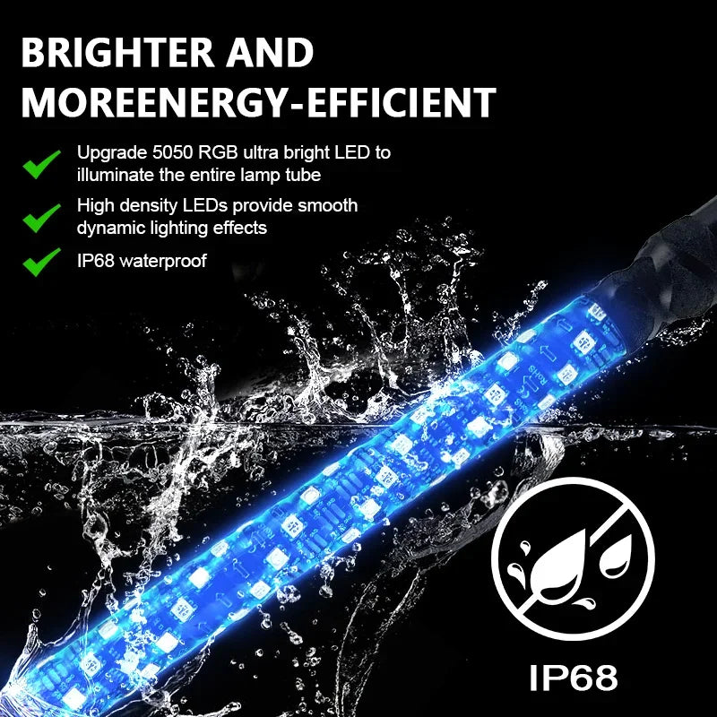1-Foot RGB LED Whip Light with App Control for UTV & SXS
