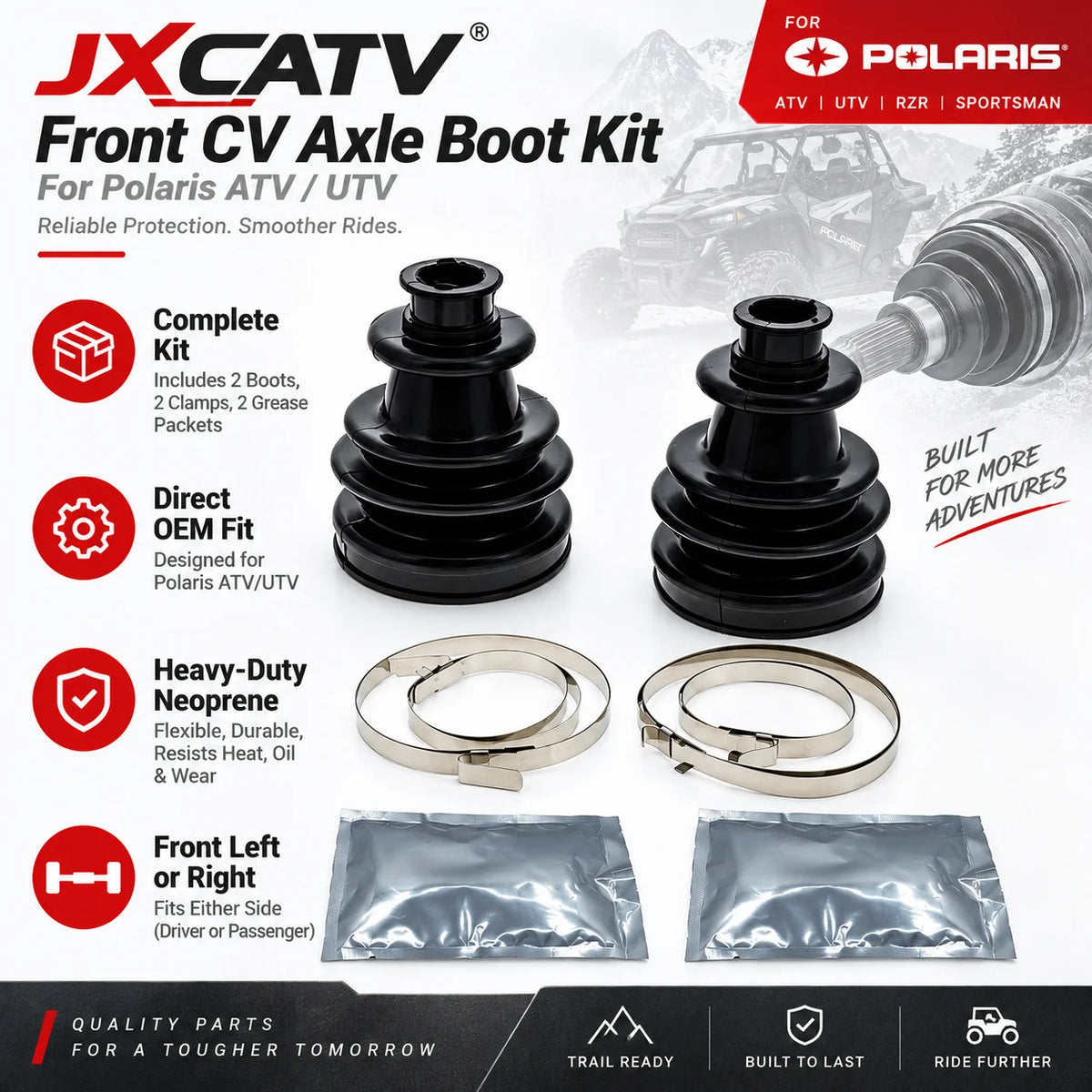 CV Axle Drive Shaft Boot Kit for Polaris Ranger 570, RZR 900 & RZR XP 1000
