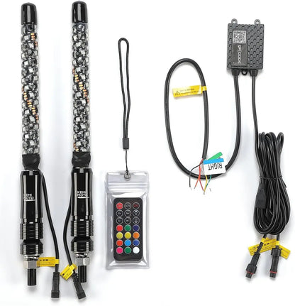 KEMIMOTO 3 ft Spiral LED Whip Light with App Control for UTV & SXS