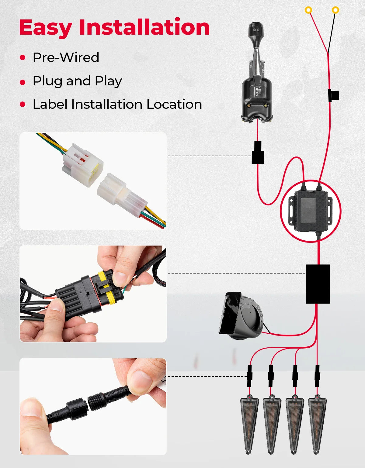 Triangle Turn Signal Kit with Column Switch for UTV & SXS