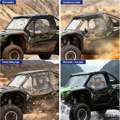 Clear Soft Upper Doors Cab Enclosure Kit for Kawasaki Teryx KRX 1000 (2020–2026)