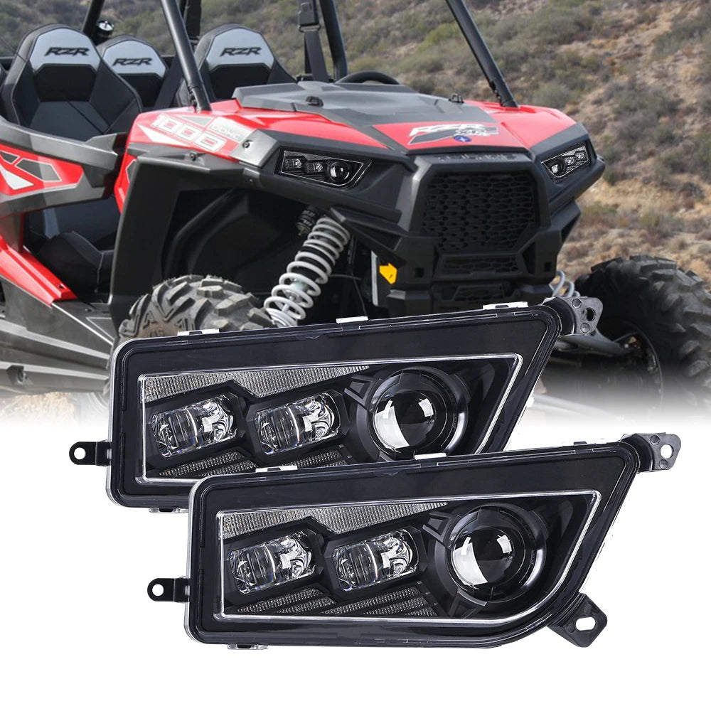 DOT LED Headlights with Turn Signals and DRL for Polaris RZR XP 1000, RZR XP Turbo & More