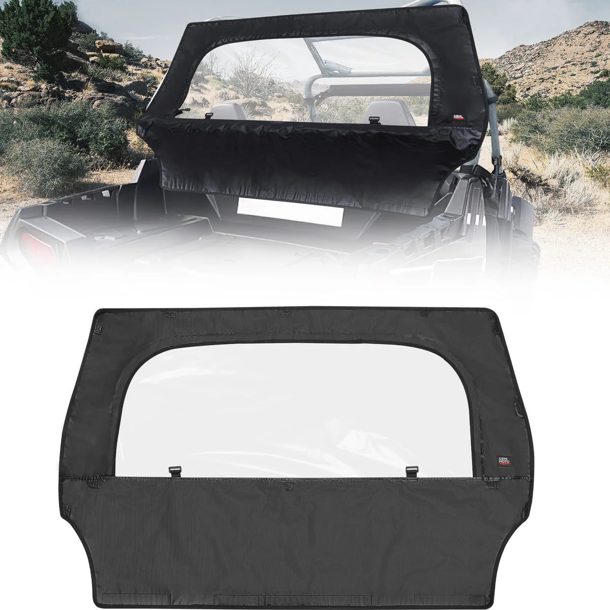 PVC Soft Rear Windshield with Zipper Window for Polaris RZR 570, RZR 900 & RZR Trail