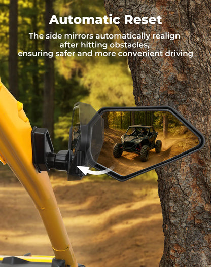Auto-Reset Folding Side Mirrors, Shatterproof Glass for Can-Am Maverick R (2024–2025)