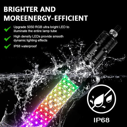 2-Foot Spiral RGB LED Whip Lights with Remote (Pair) for UTV & SXS