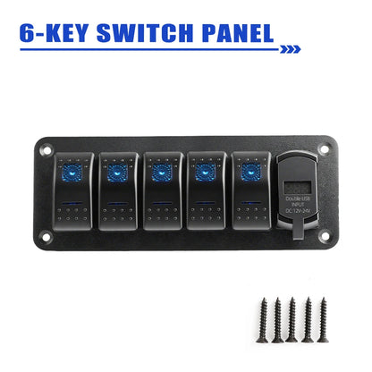 Rocker Switch Panel with USB-C PD (2–5 Gang) for UTV & SXS