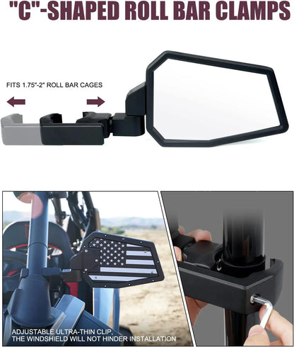 Multi-Adjustment Convex Side Mirrors for UTV & SXS