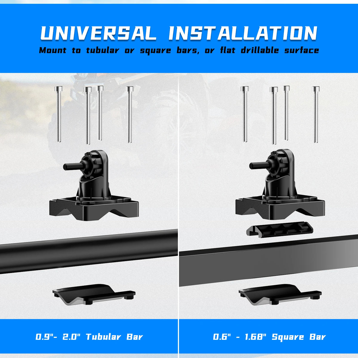 KEMIMOTO Gun & Bow Rack Mount, V-Grip Cushioned for UTV & SXS