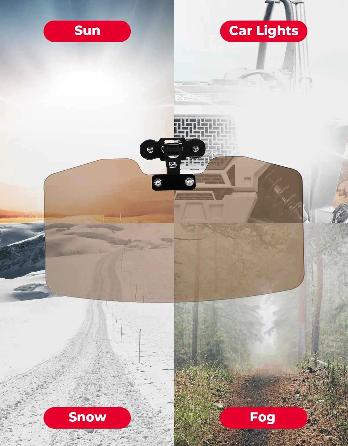 Magnetic Sun Visor for Metal Roof Crossbars for UTV & SXS