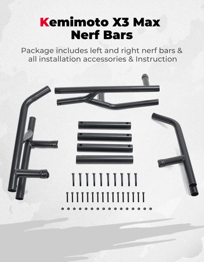 Metal Nerf Bars Rock Sliders, 4-Door for Can-Am Maverick X3 (2017–2026)