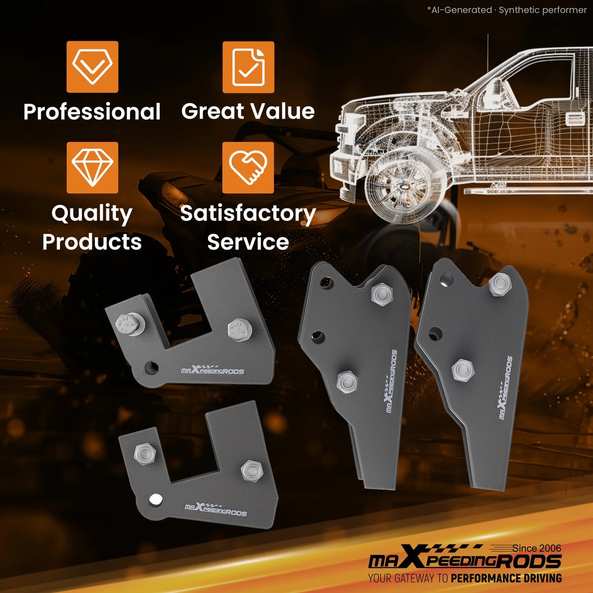 Full 3-Inch Steel Lift Bracket Kit for Polaris Ranger XP 1000 (2017–2021)