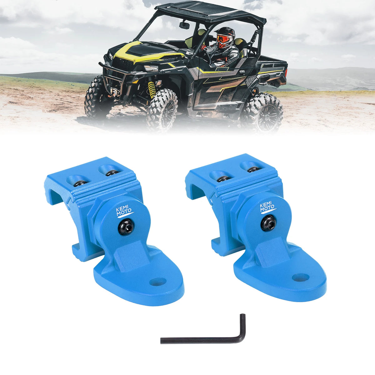 KEMIMOTO Pro-Fit Cage Whip Light Flag Bracket for Polaris Ranger XP 1000, Ranger 1000 & More