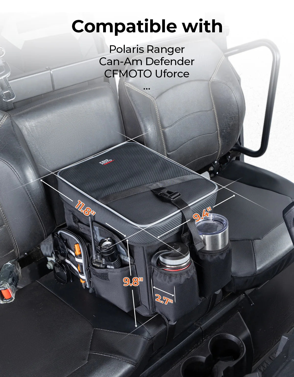 18L 1680D Water-Resistant Seat Storage Bag for Polaris Ranger XP 1000, Ranger 1000 & More