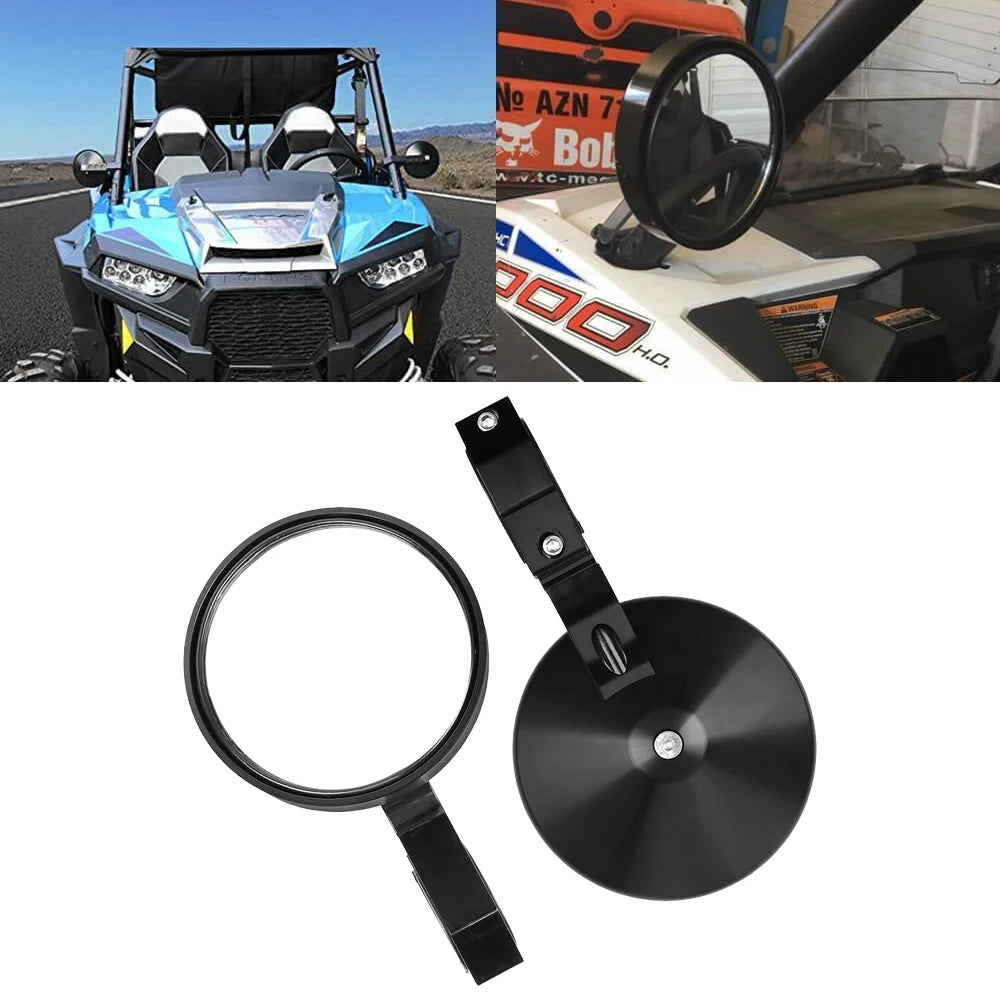 Side Rearview Mirrors with 1.75-Inch Roll Bar Clamps for UTV & SXS