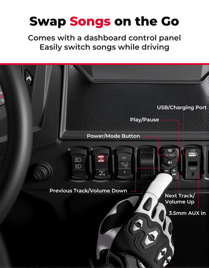 6.5-Inch Bluetooth Roll Cage Speakers, Waterproof for UTV & SXS