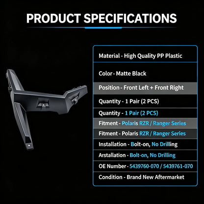Extended Wide Fender Flares with Mud Flaps for Polaris RZR XP 1000, RZR 900 & RZR XP Turbo