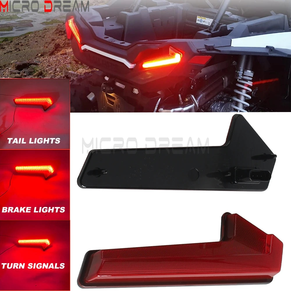 12V LED Tail Lights with Brake and Turn Signal Flash for Polaris RZR XP Turbo (2018–2021)