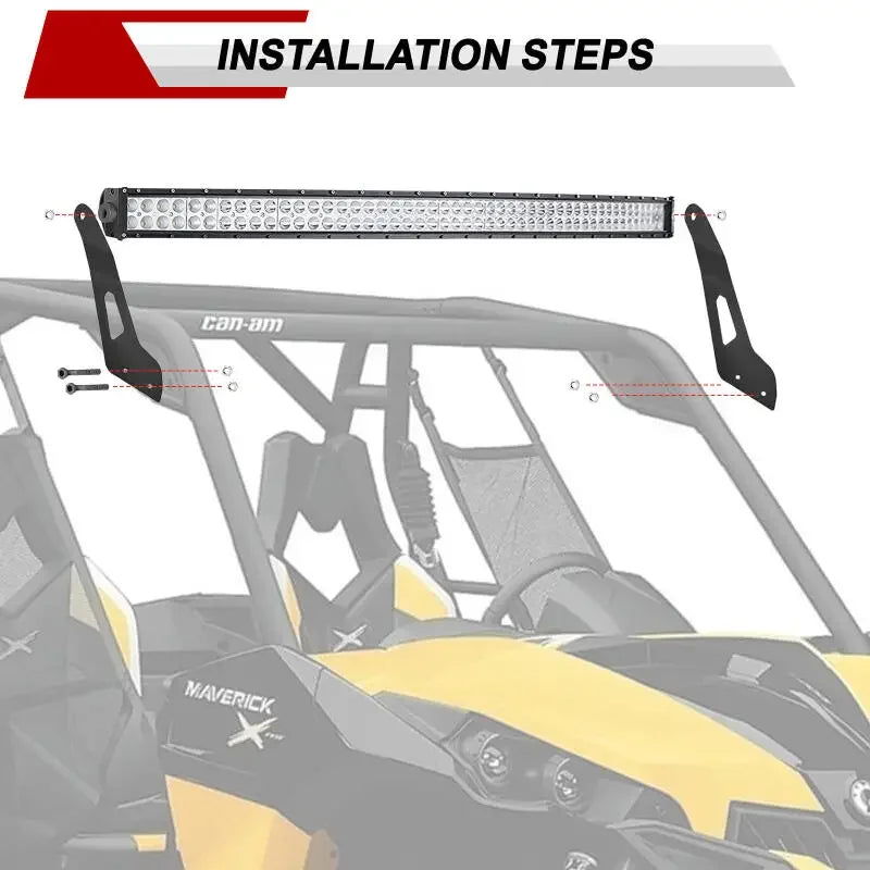 50-Inch 288W Curved LED Light Bar with Roof Brackets for Can-Am Maverick X3 (2017–2024)