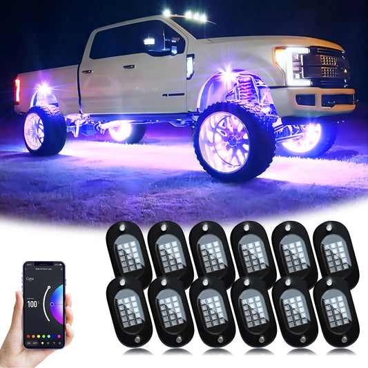 RGB LED Rock Lights Kit with App Control for UTV & SXS