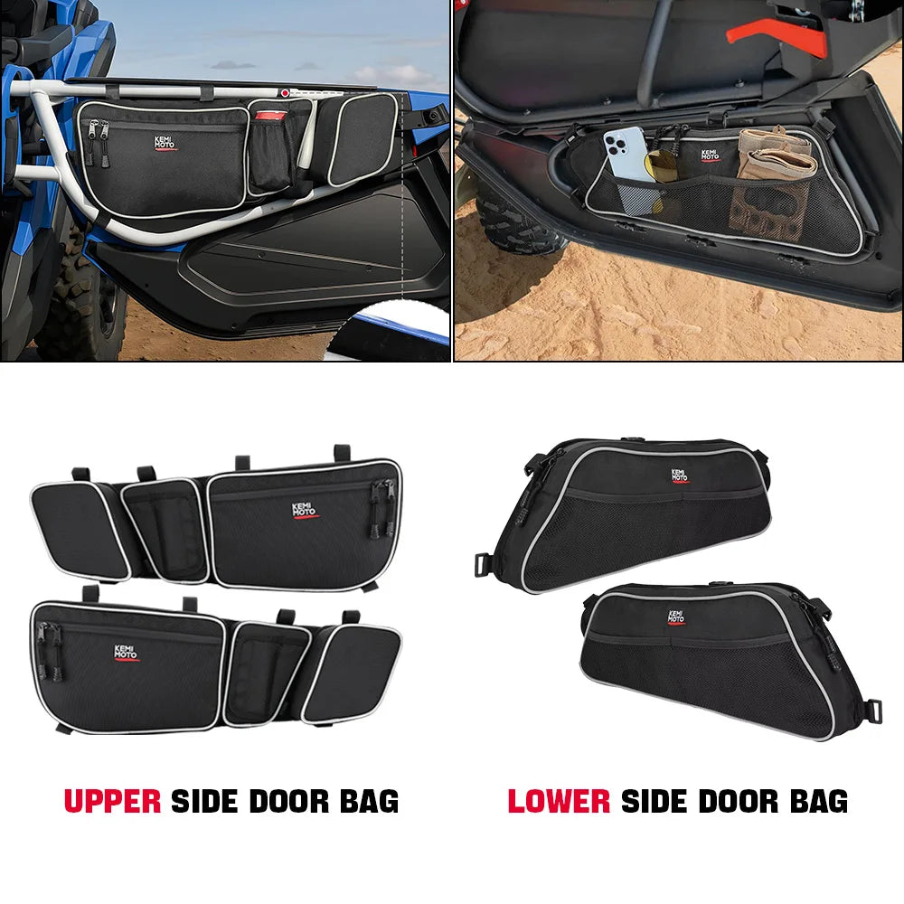 Upper and Lower Front Door Storage Bags with Knee Pad for Can-Am Maverick X3 (2017–2025)