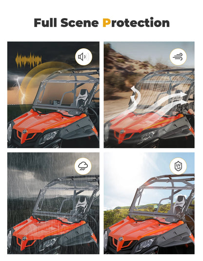 3-in-1 Hard-Coated PC Folding Flip Windshield for CFMOTO ZForce 800 & ZForce 950