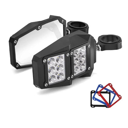 Side Mirrors with LED Spot Lights for 1.75–2 Inch Cage for UTV & SXS