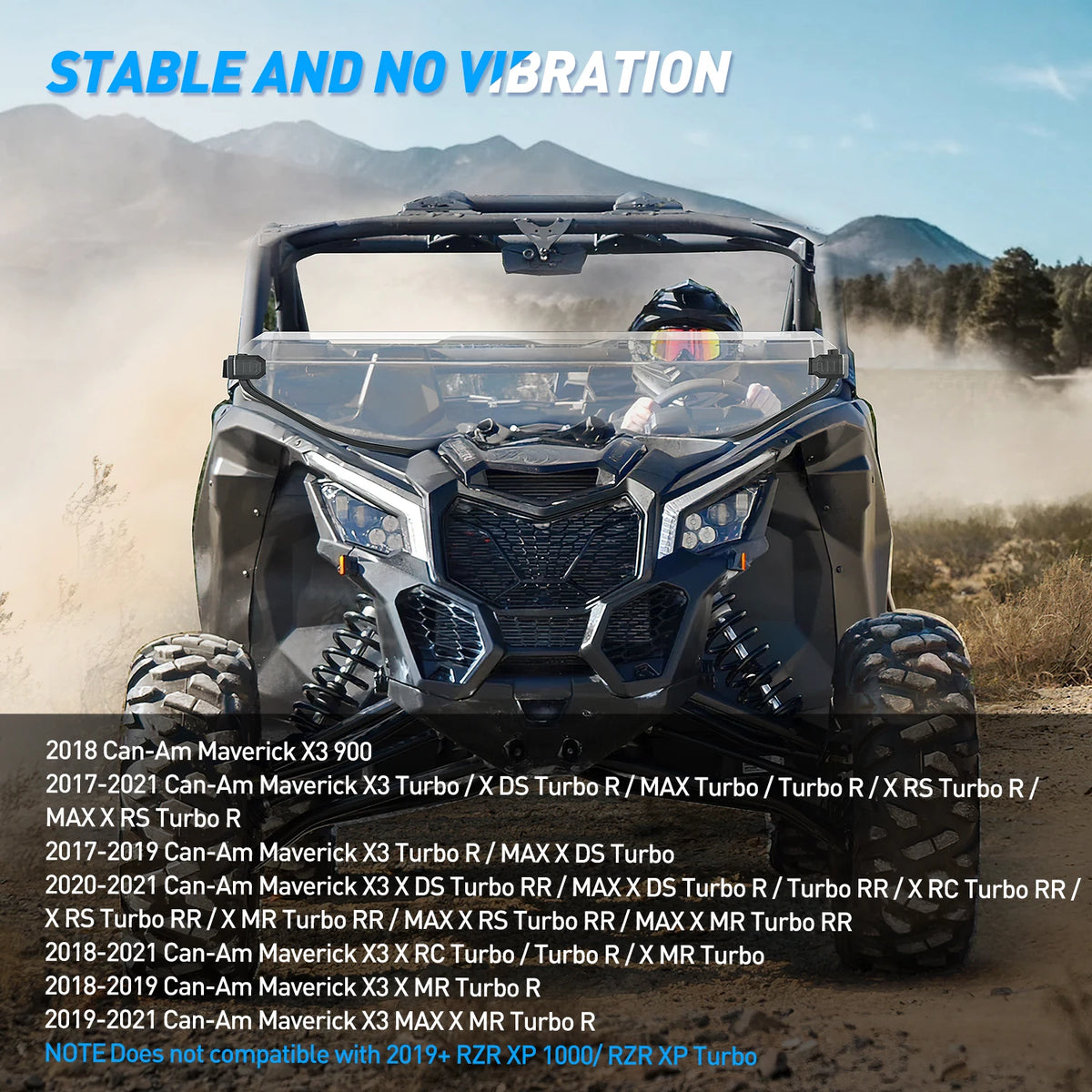 Front Half Windshield, 1/4-Inch Thick for Can-Am Maverick X3 (2017–2023)