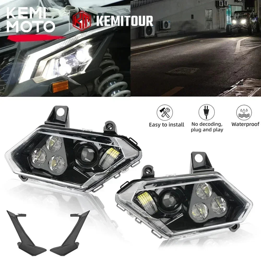 LED Headlight Assembly with Cover, High/Low Beam for Can-Am Maverick X3 (2017–2021)