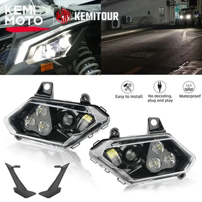 LED Headlight Assembly with Cover, High/Low Beam for Can-Am Maverick X3 (2017–2021)