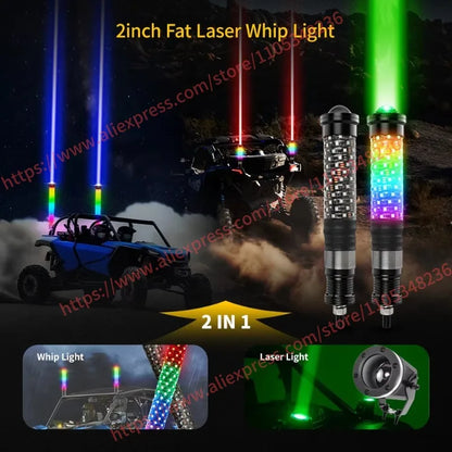 Fat LED Whip Lights with Laser and Remote Control for UTV & SXS