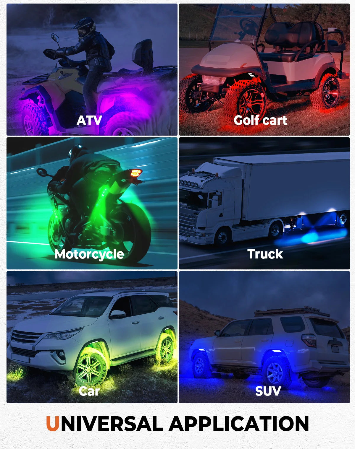 Multicolor 5050 LED Rock Lights, IP68 Waterproof for UTV & SXS