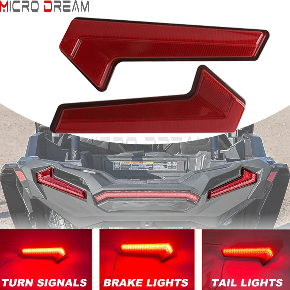 12V LED Tail Lights with Brake and Turn Signal Flash for Polaris RZR XP Turbo (2018–2021)