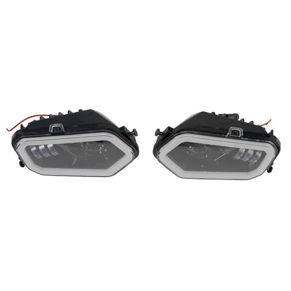 Black LED Headlights with Halo Rings for Polaris RZR 900 (2015–2020)