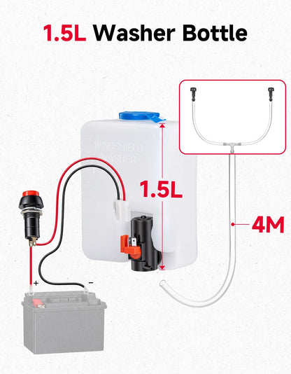 Electric Windshield Wiper Kit with Arm, Blade and Switch for UTV & SXS