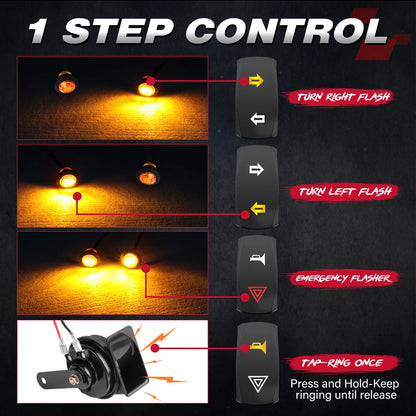 Street Legal Turn Signal & Horn Kit with Rocker Switch for Can-Am Maverick X3 & Polaris Ranger XP 1000
