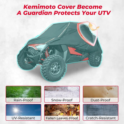 KEMIMOTO Heavy-Duty UTV Storage Cover for Polaris RZR Pro XP, RZR XP Turbo & Can-Am Maverick X3