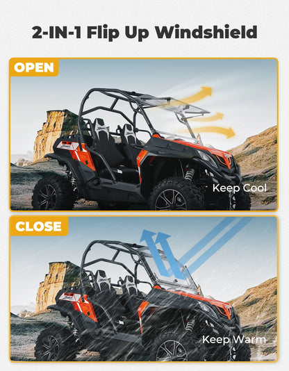 3-in-1 Hard-Coated PC Folding Flip Windshield for CFMOTO ZForce 800 & ZForce 950