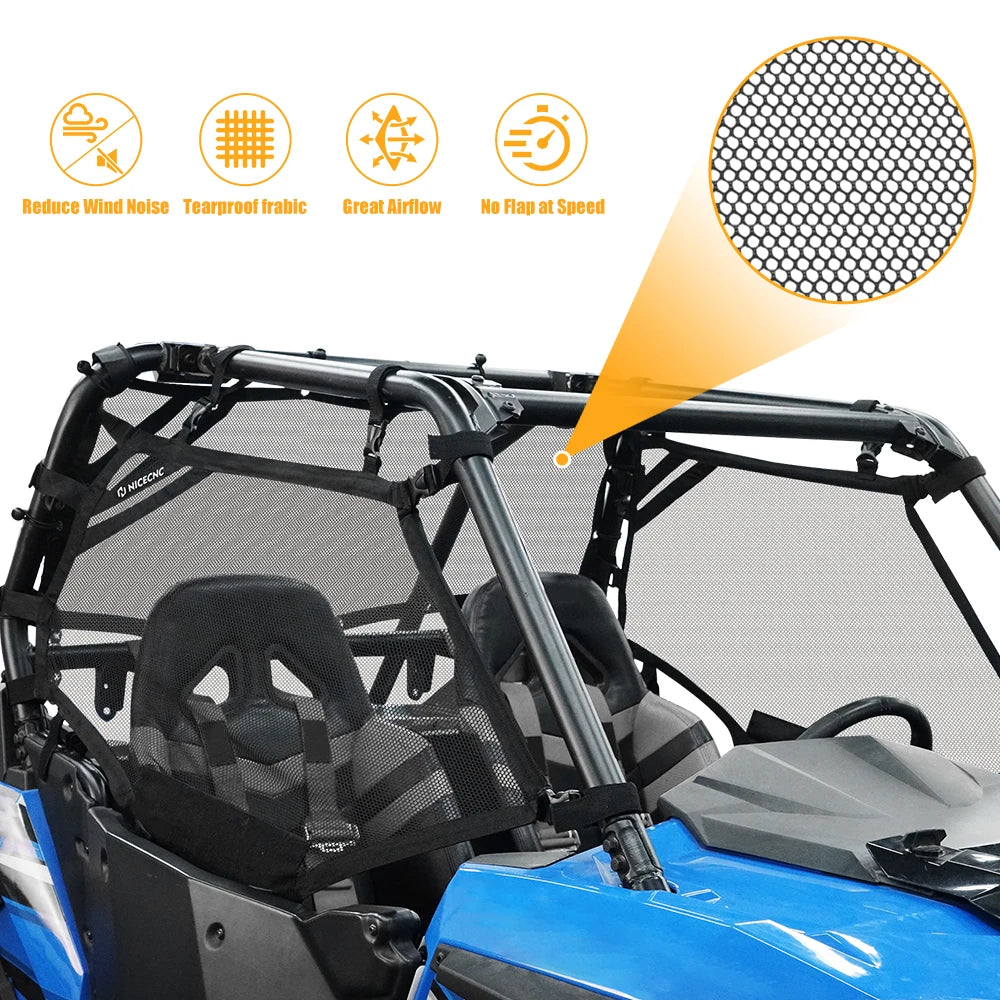 NICECNC Rear Cage Race Net Mesh Panel for Polaris RZR 570, RZR 900 & More